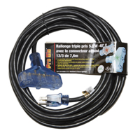 MILSPEC PRO GLO® 12/3 SJTW LIGHTED TRIPLE TAP EXTENSION CORD WITH CGM 25'